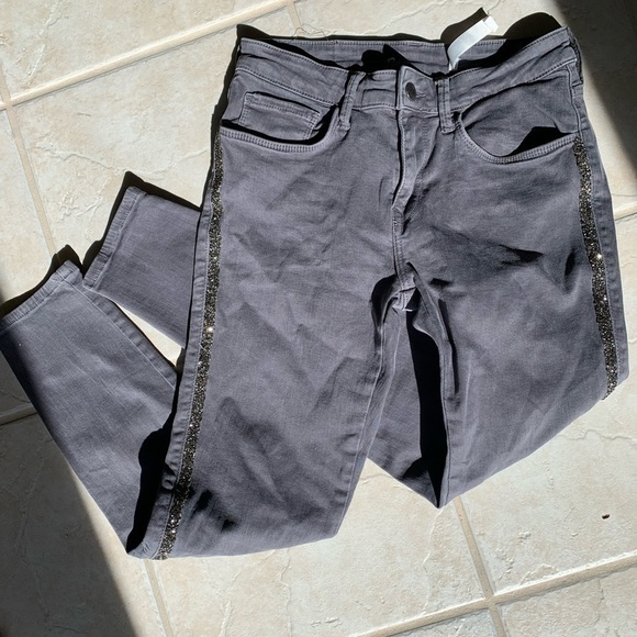 Zara Gray Sparkle Embellished Skinny Jeans Size 6 - Picture 3 of 11